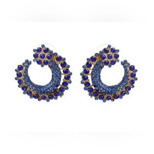 Amrita Singh Sutton Stud Royal Blue and Gold Swirl Austrian Crystal Earrings